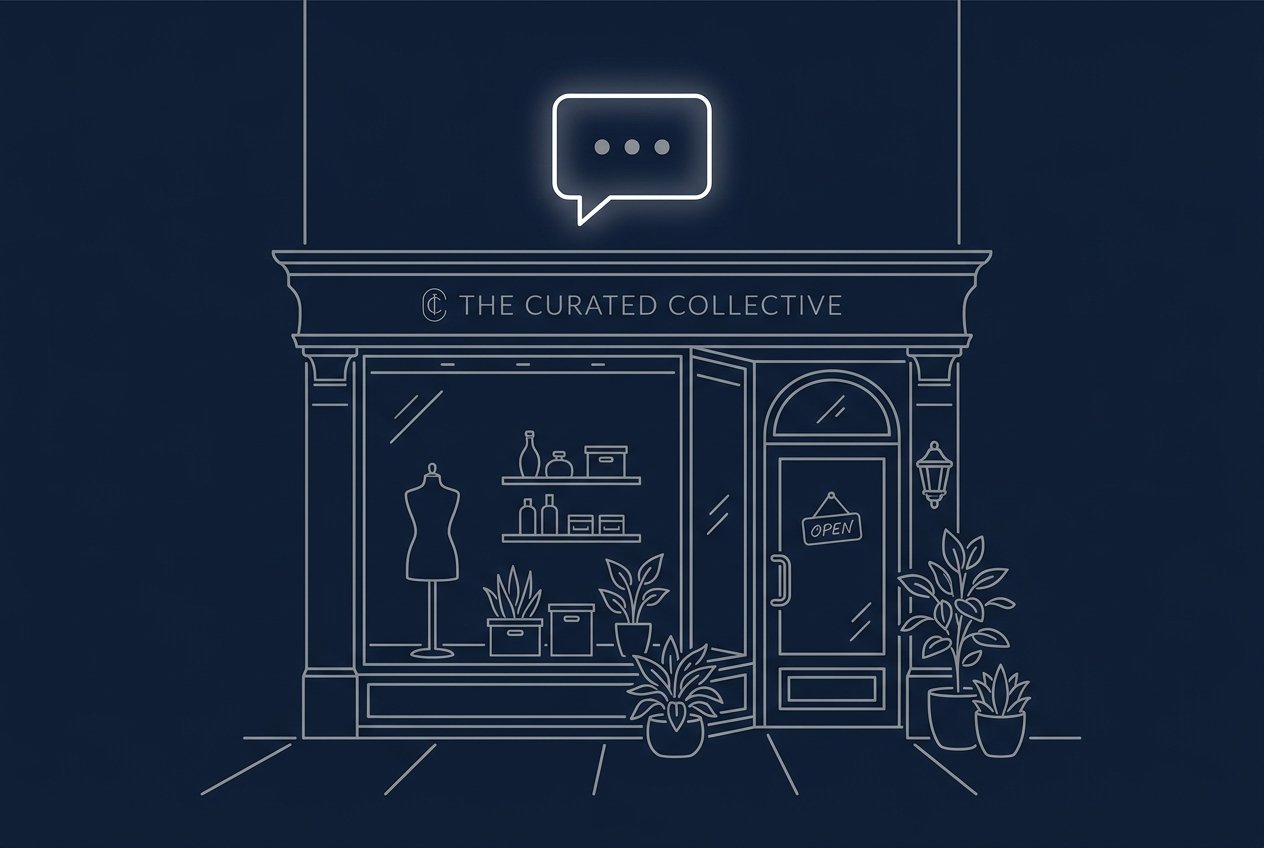 Ilustração minimalista de vitrine de comércio com ícone de notificação